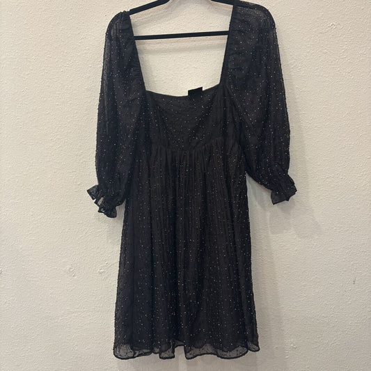 STORIA,PUFF SLV BEADED DRESS,BLK,S