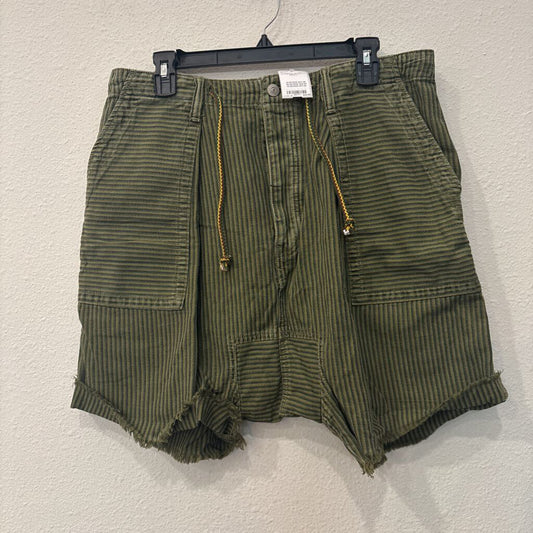 FREE PEOPLE,STRIPED SHORTS,GRN,L