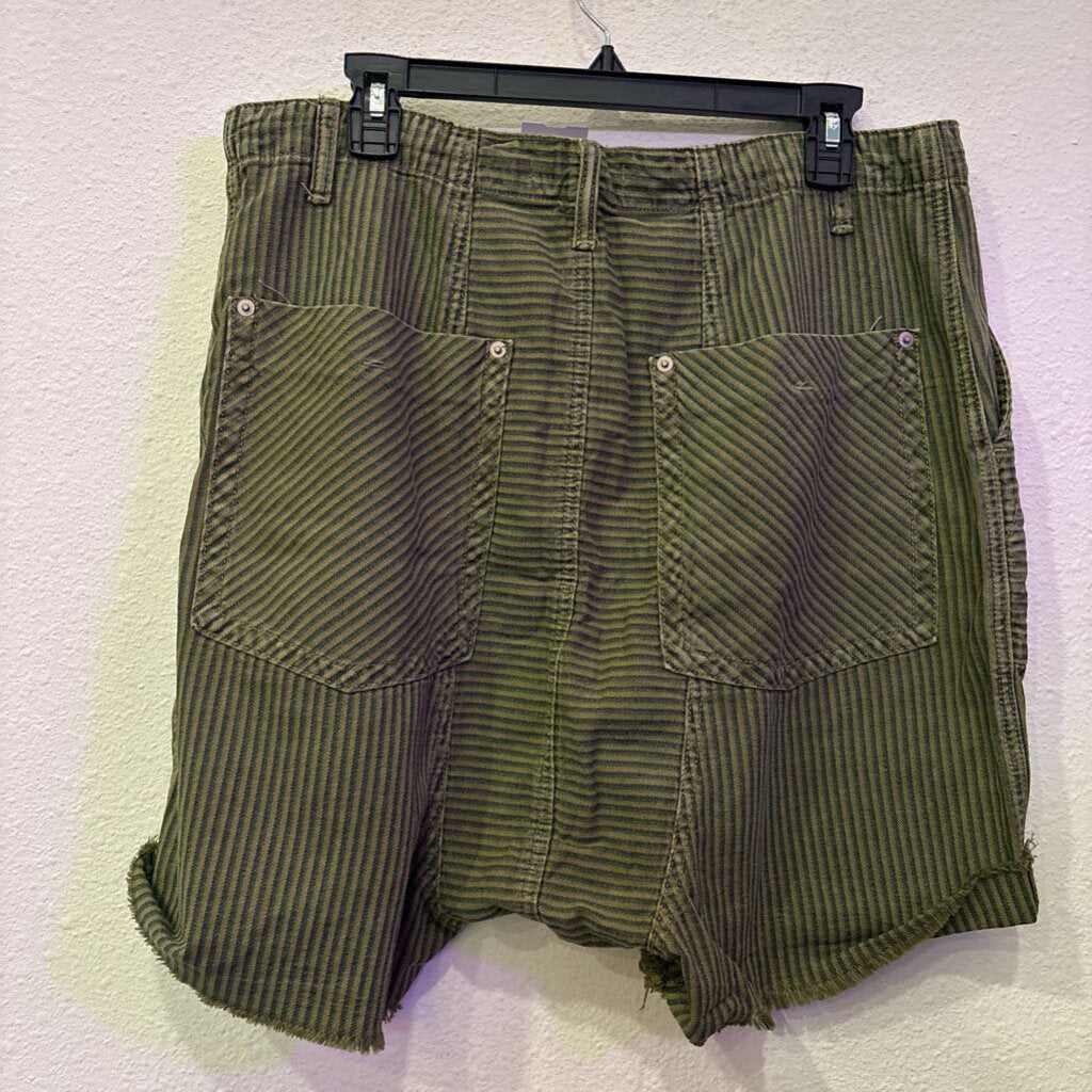 FREE PEOPLE,STRIPED SHORTS,GRN,L