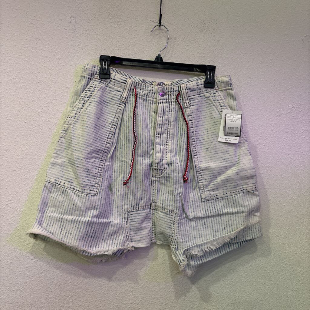FREE PEOPLE,NWT STRIPED SHORTS,BLUE,S