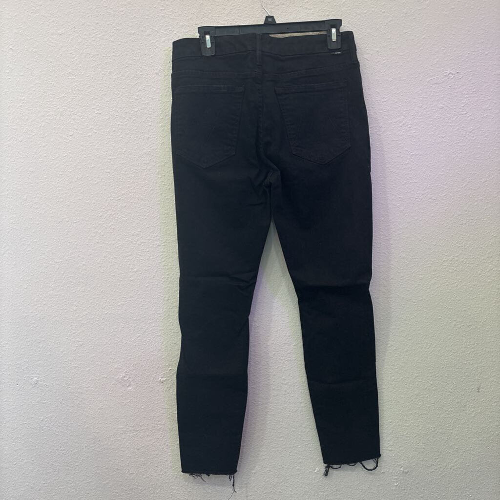 MOTHER,DENIM ANKLE FRAY,BLK,30
