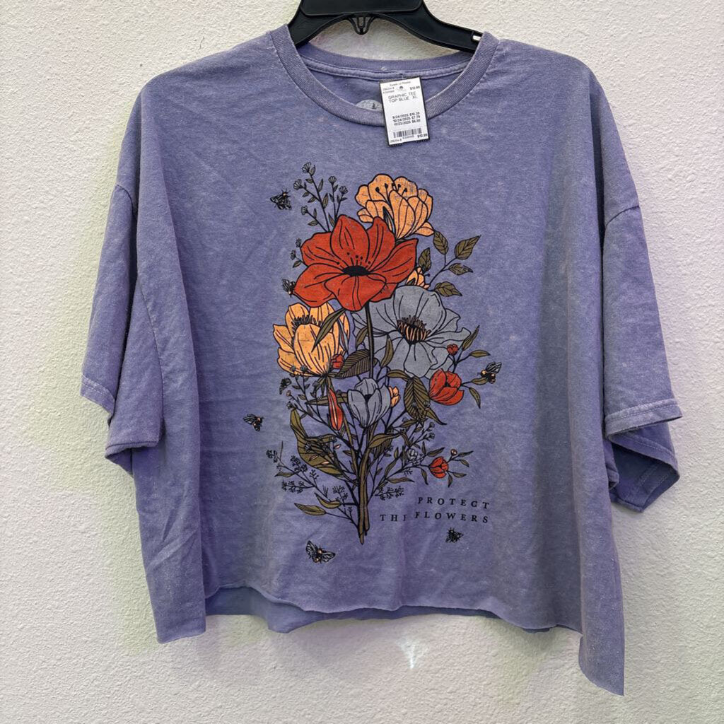 TREE HUGGER,GRAPHIC TEE TOP,BLUE ,XL