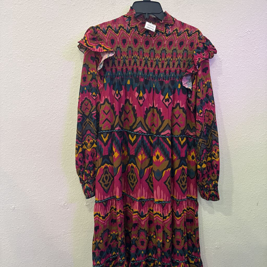 BLANK LONDON,PATTERNED RUFFLE DRESS ,MULTI ,M