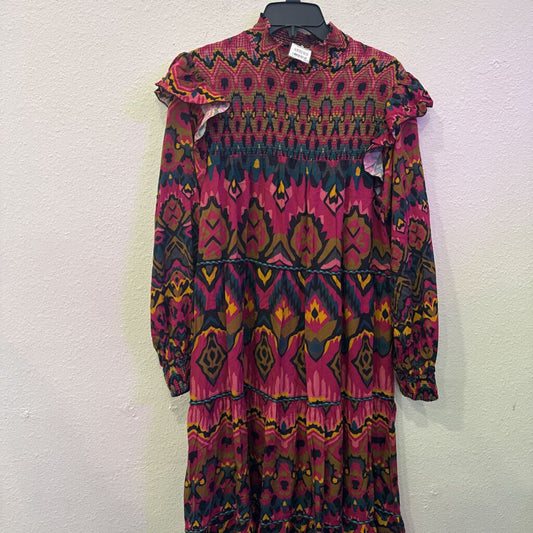 BLANK LONDON,PATTERNED RUFFLE DRESS ,MULTI ,M