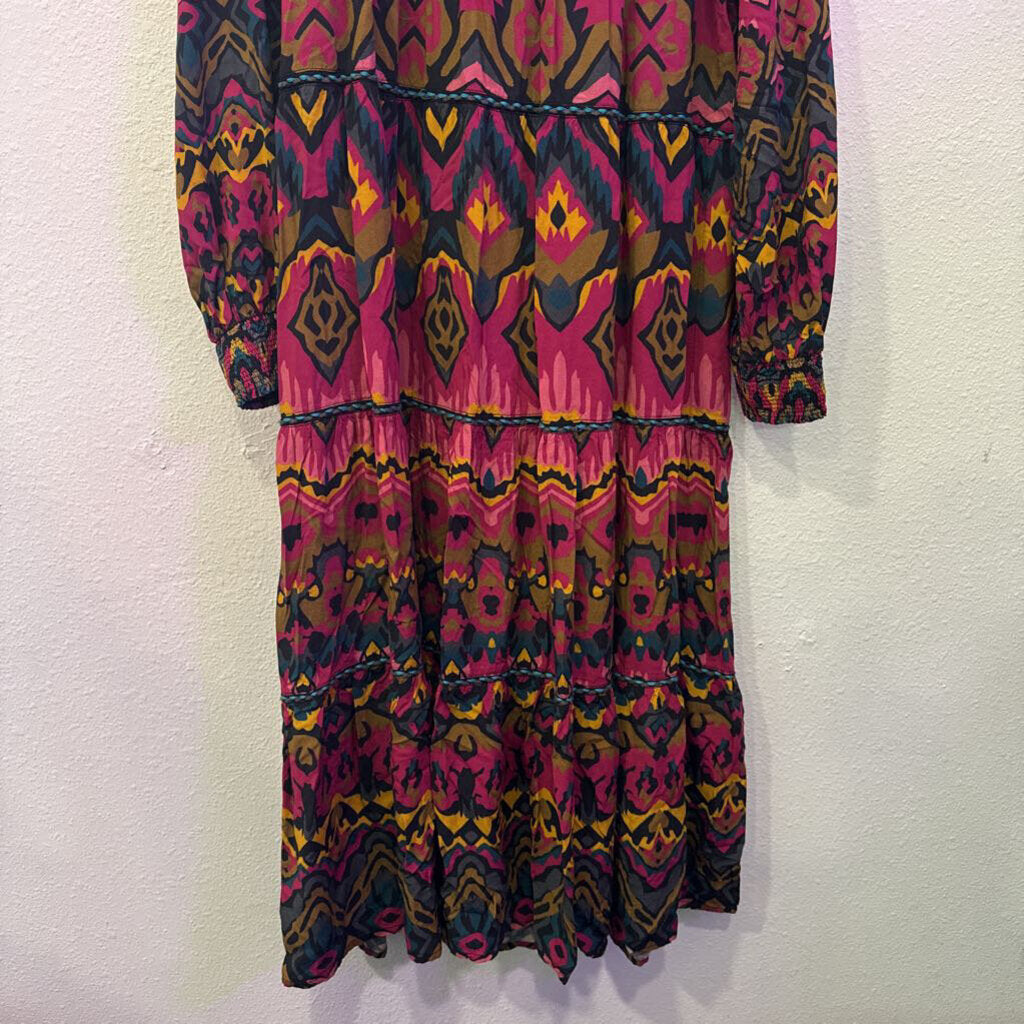 BLANK LONDON,PATTERNED RUFFLE DRESS ,MULTI ,M