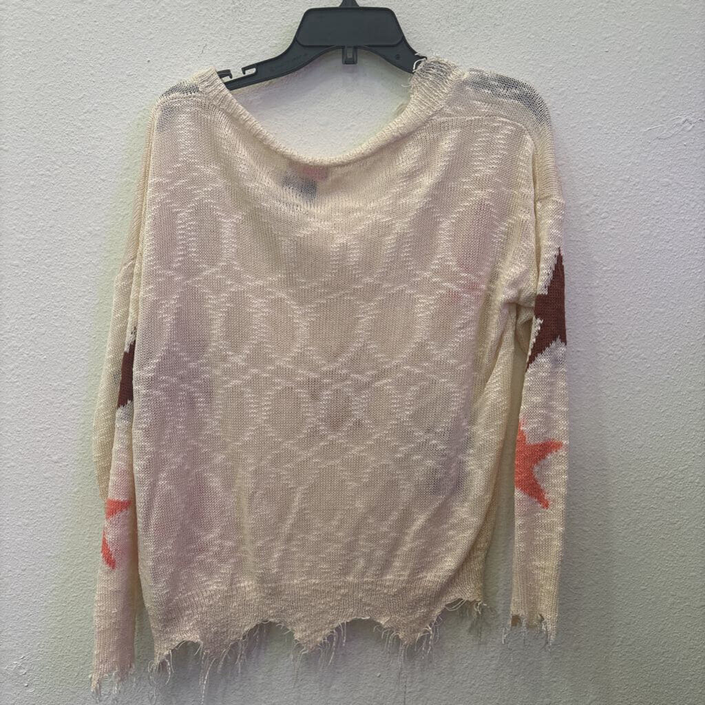 PINK LILY,STAR SWEATER TOP ,CREAM/MULTI,S