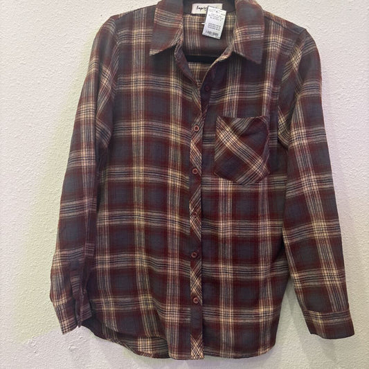 IMPRESSIONS,NWT PLAID BUTTONUP TOP ,BLUE/RED,S
