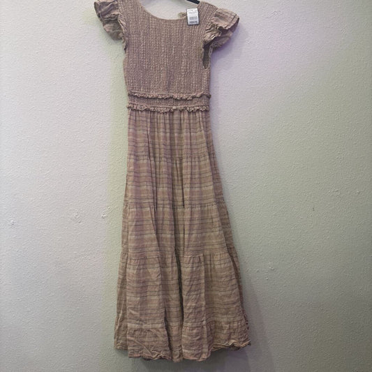 STORIA,100% COTTON STRIPE DRESS ,TAN,S