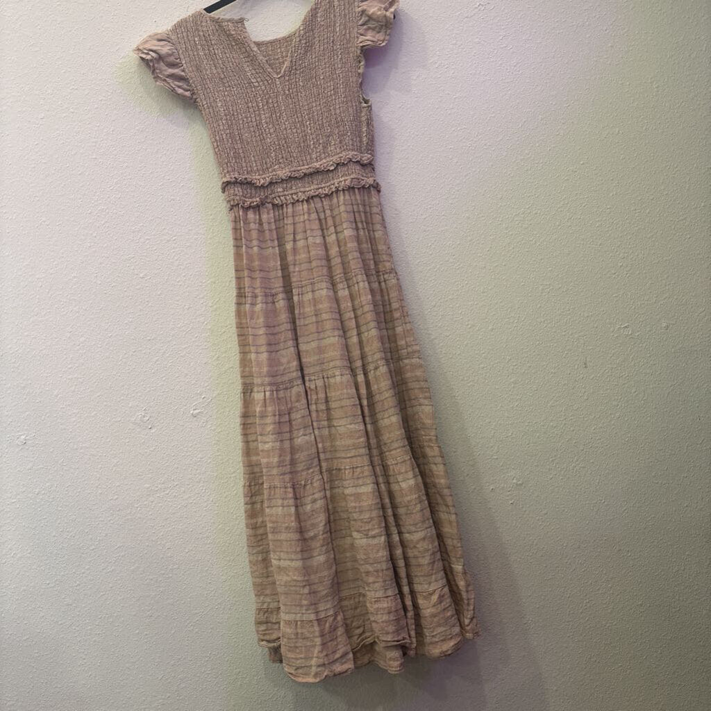 STORIA,100% COTTON STRIPE DRESS ,TAN,S