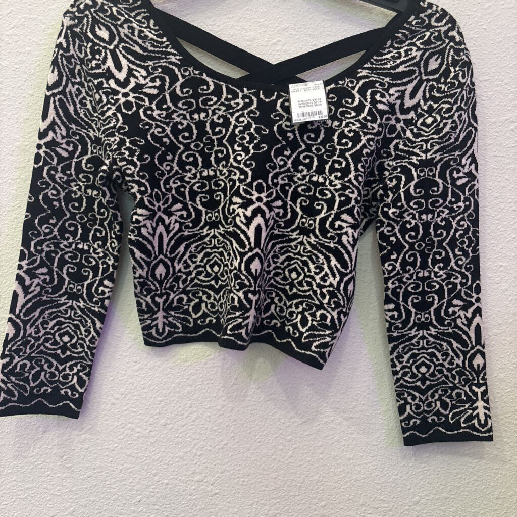 XHILARATION,2PC CROP TOP / SKIRT ,BLK/WHT,S
