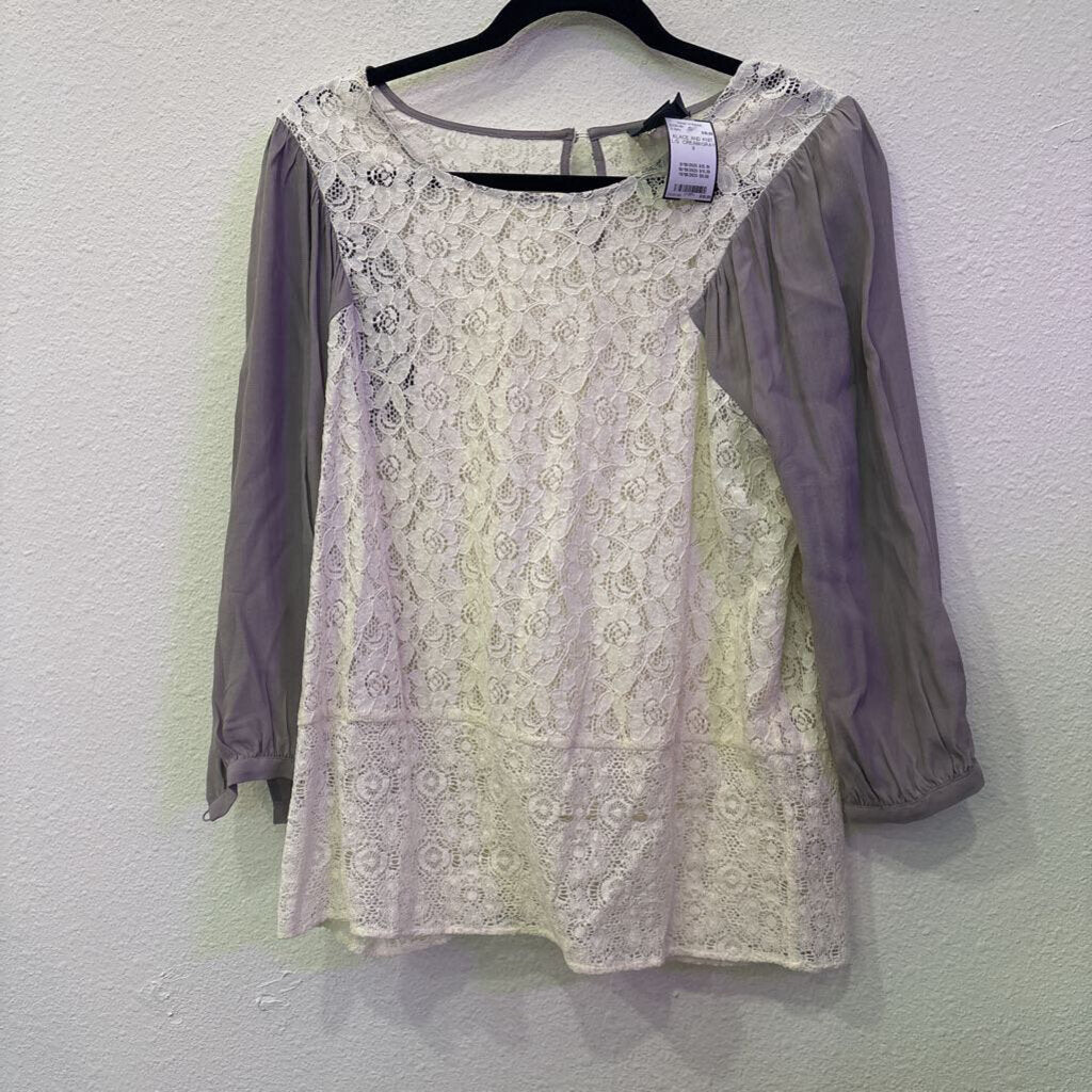 MAEVE (ANTHRO),KLACE AND KNIT L/S ,CREAM/GRAY,8