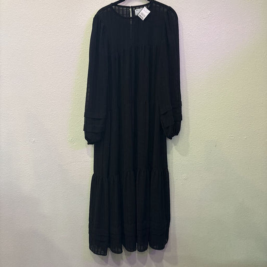 ASOS DESIGN,L/S GAUGE TIER MAXI ,BLK,6