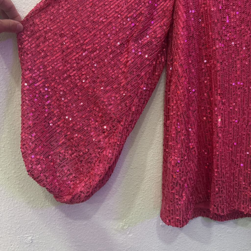 VINE & LOVE,SEQUIN LS TOP ,PINK,L