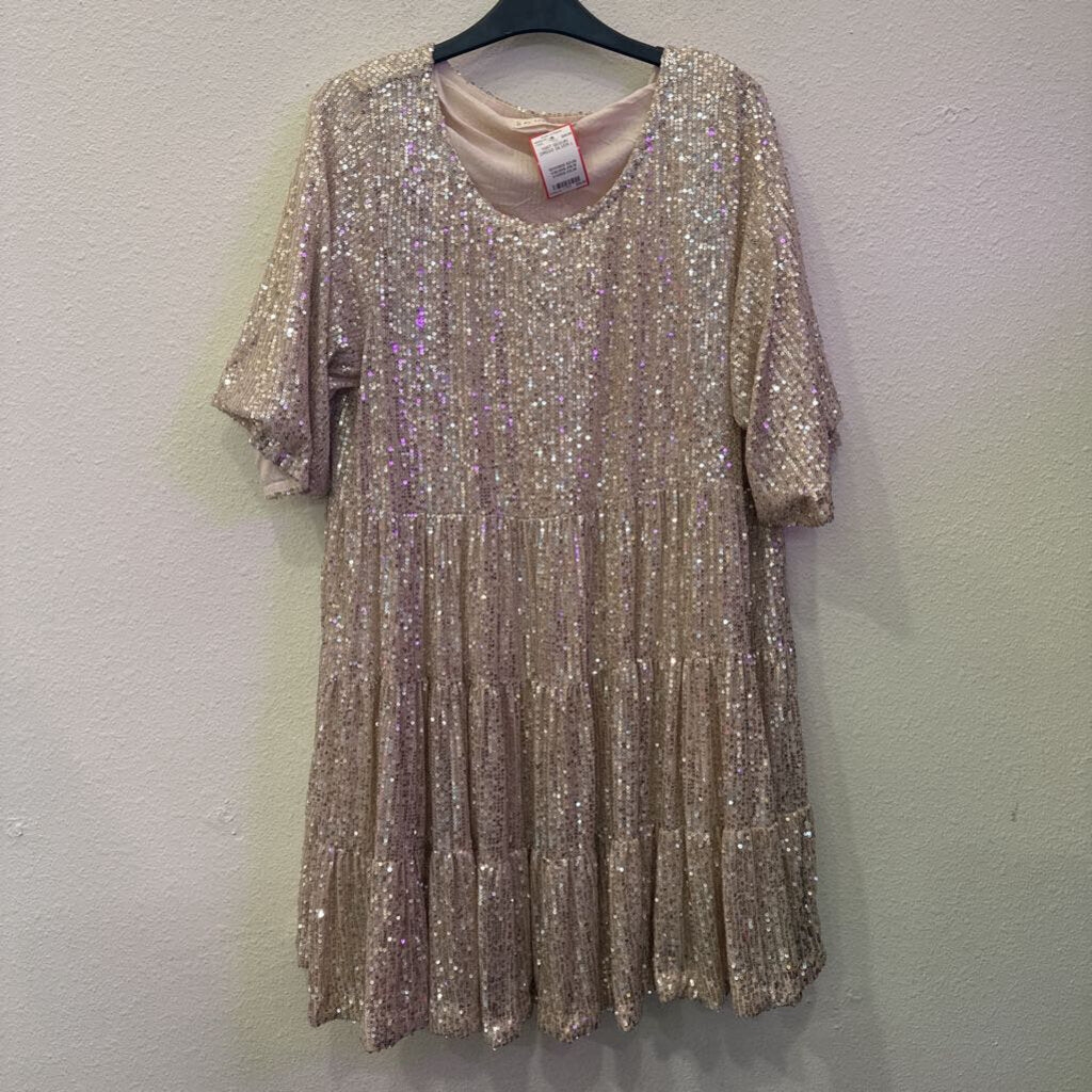 BY TOGETHER,NWT SEQUIN DRESS,SILVER,L