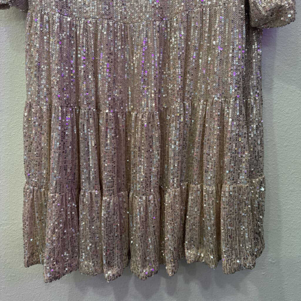BY TOGETHER,NWT SEQUIN DRESS,SILVER,L