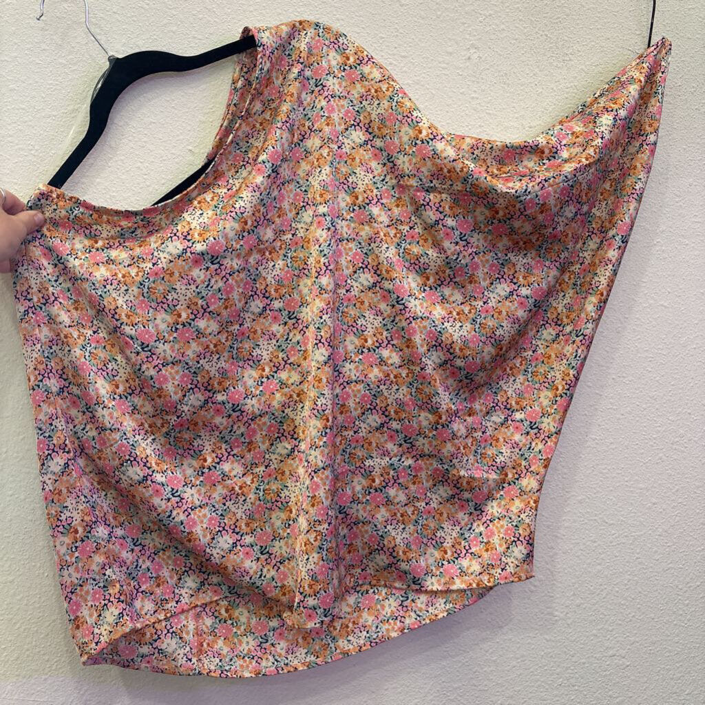 ENTRO,SILK FLORAL ONE SHOULDER ,MULTI,L