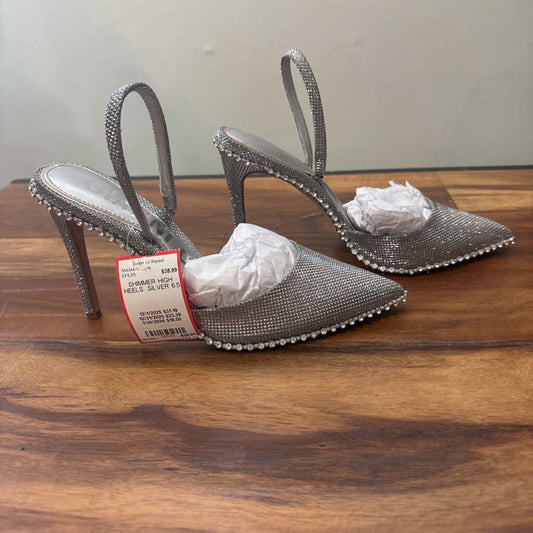 GIANNI BINI,SHIMMER HIGH HEELS ,SILVER,6.5