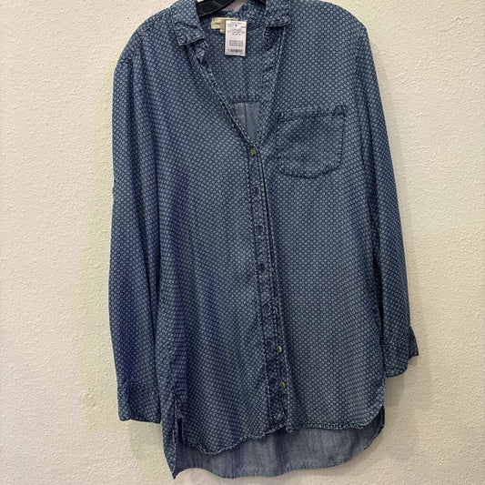 CLOTH & STONE,LONGSLV BUTTON UP TOP,BLUE,M