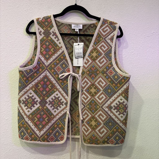 ANNIE WEAR,NWT PATTERNED TYE VEST ,MULTI,M