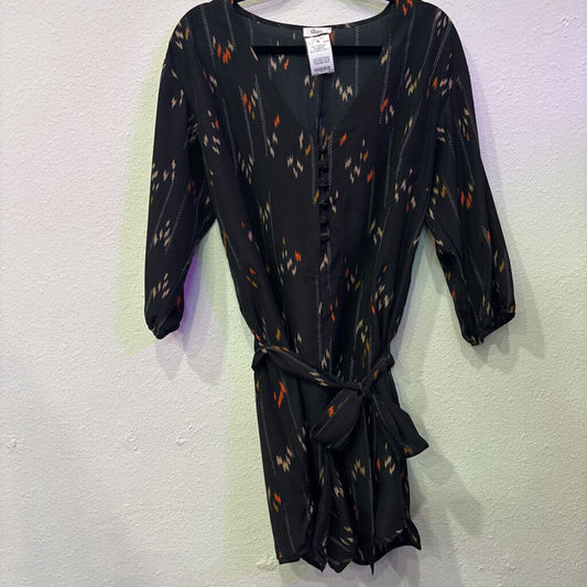 RACHEL ZOE,PATTERNED ROMPER ,BLK/ORG/TAN,L