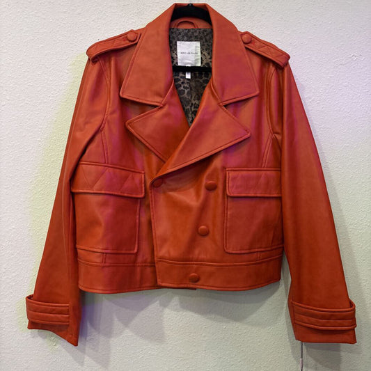 AVEC LES FILLES,NWT FAUX LEATHER JACKET ,ORANGE,XL