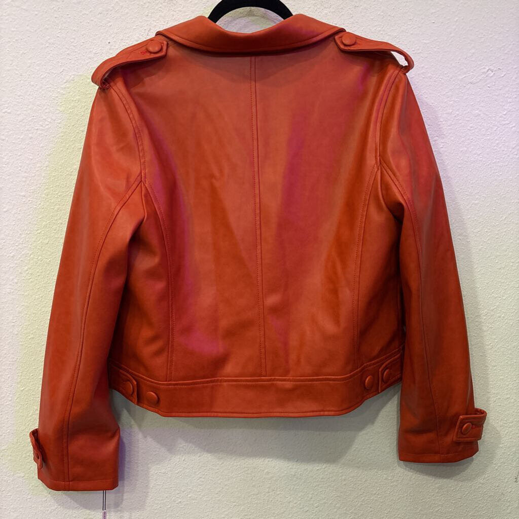 AVEC LES FILLES,NWT FAUX LEATHER JACKET ,ORANGE,XL