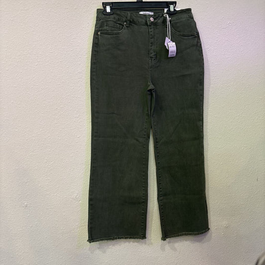 ZENANA,NWT WIDELEG DENIM ,GREEN ,L