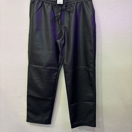 NO LABEL,FAUX LEATHER ANKLE PANT ,BLK ,L