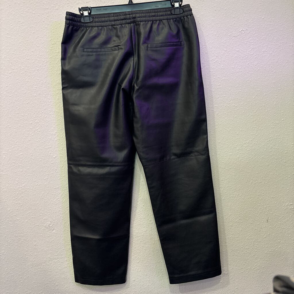 NO LABEL,FAUX LEATHER ANKLE PANT ,BLK ,L