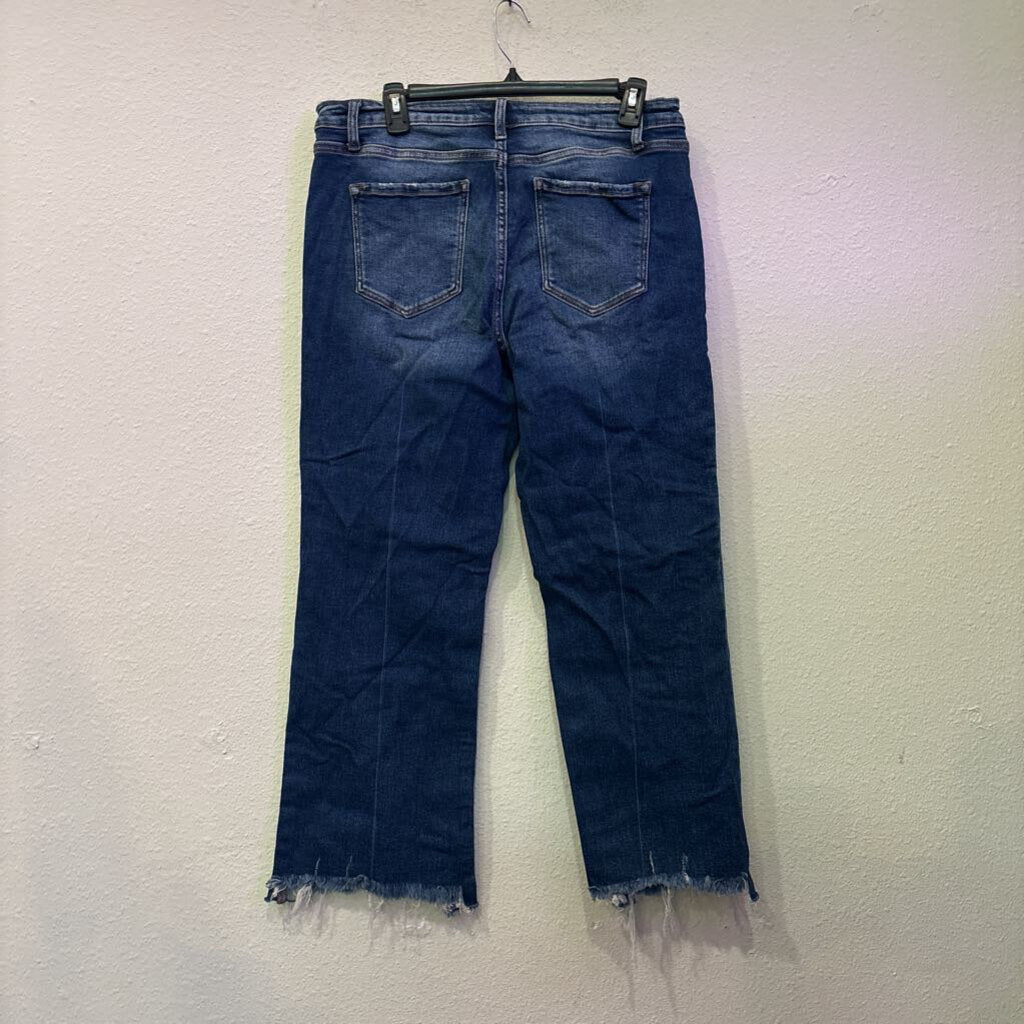 ZENANA,DENIM RAW HEM ANKLE ,BLUE ,31