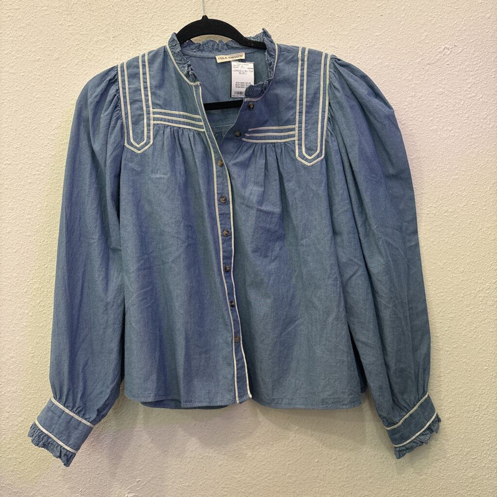 ULLA JOHNSON,LONGSLV BU TOP,BLUE,L