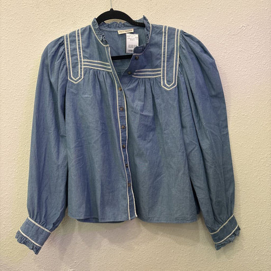 ULLA JOHNSON,LONGSLV BU TOP,BLUE,L