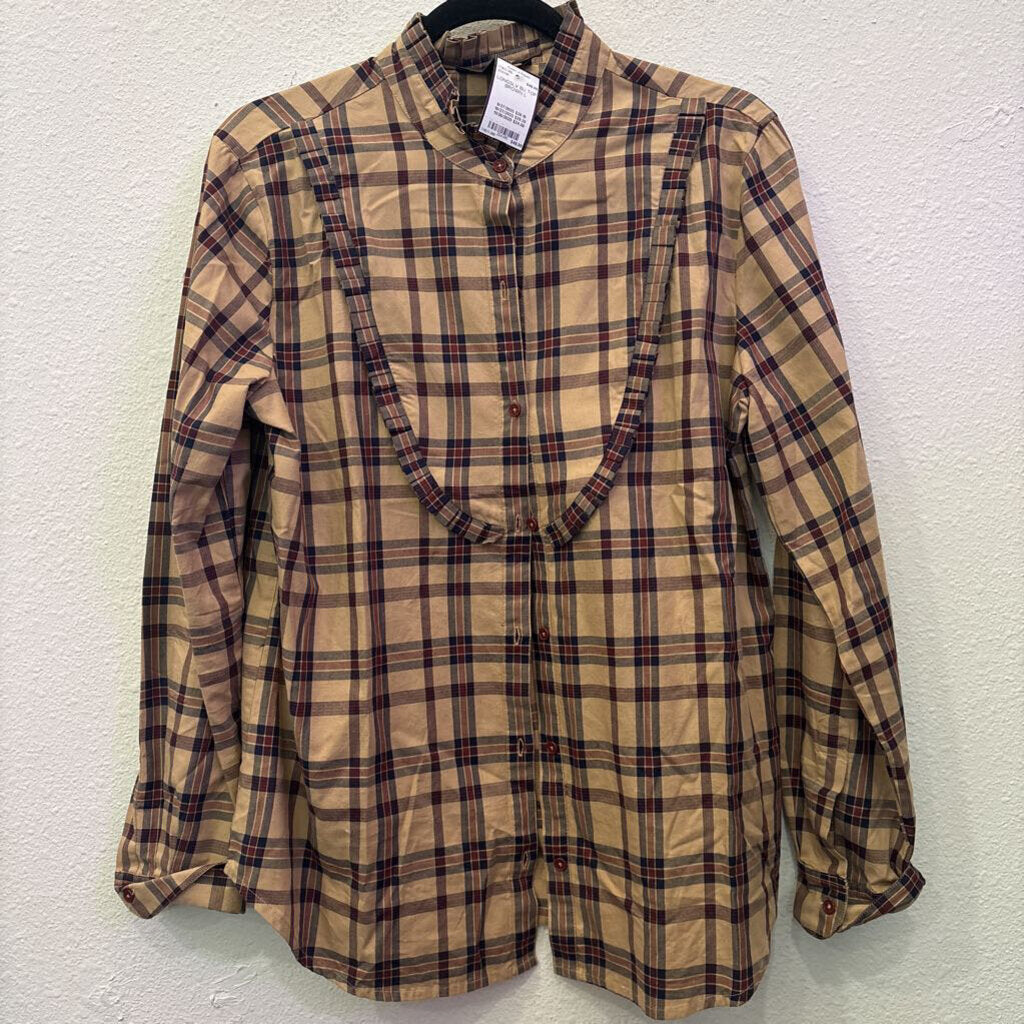 NILI LOTAN,LONGSLV BU TOP,BROWN,L