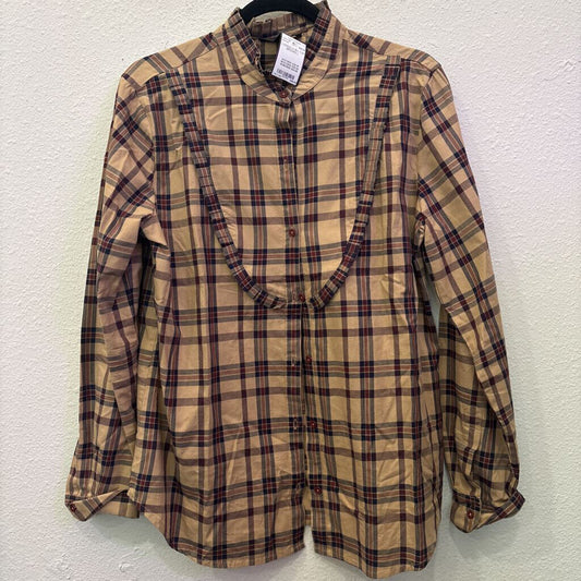 NILI LOTAN,LONGSLV BU TOP,BROWN,L