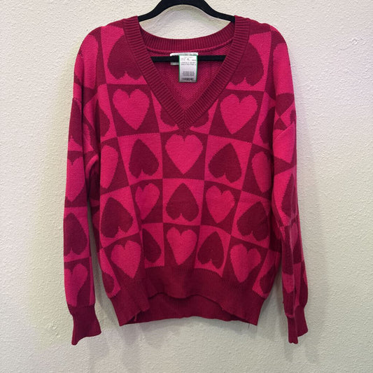 BEACH RIOT,LONGSLV HEART SWEATER,PINK,S