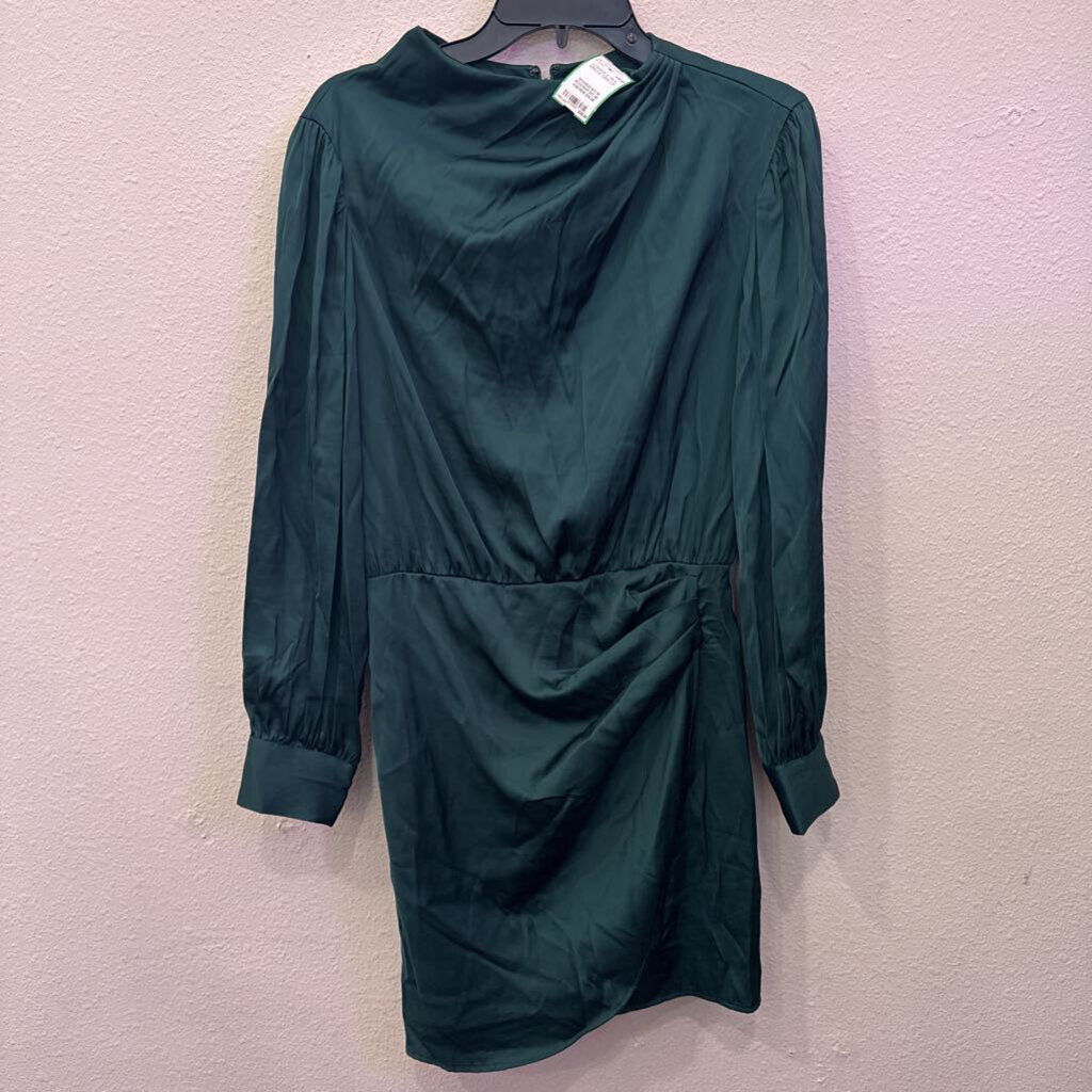 ABERCROMBIE & FITCH,LONGSLV SILK DRESS,GRN,LP