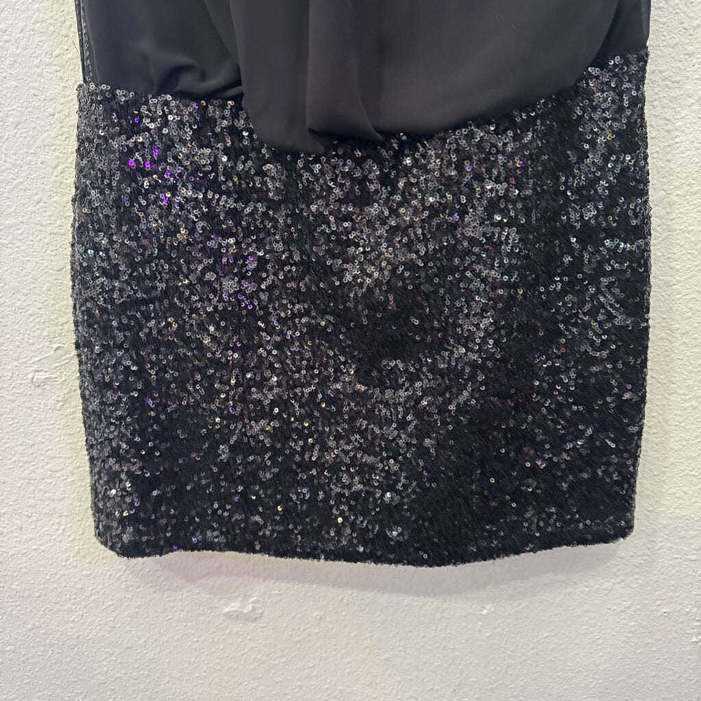 AIDAN MATTOX,TANK SEQUIN DRESS,BLK,6