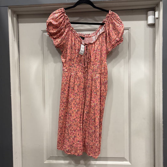 SHORTSLV FLORAL DRESS,PINK,4