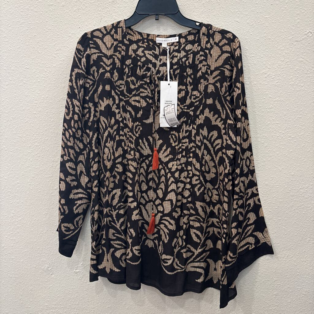 LOVE KYLA,LONGSLV TOP,BROWN BLK,M