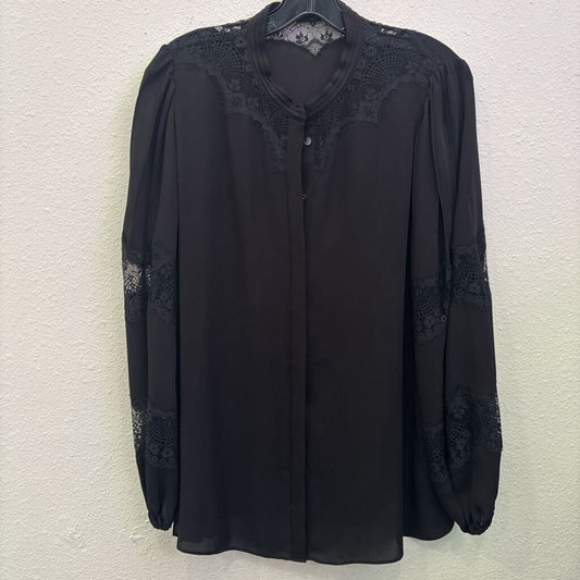 KOBI HALPERIN,LACE BUTTONUP TOP ,BLK ,L