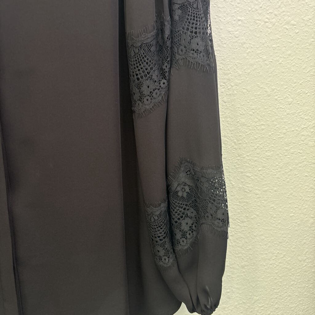 KOBI HALPERIN,LACE BUTTONUP TOP ,BLK ,L