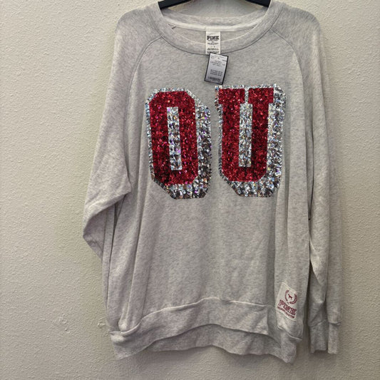 PINK VS,OU SEQ CREWNECK TOP ,GRY/RED,L