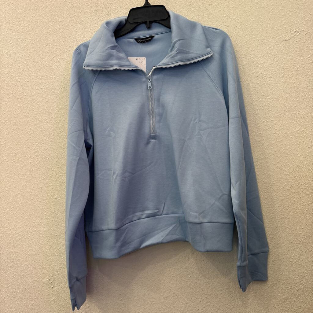 PRETTY GARDEN,NWT HALFZIP PULLOVER TOP ,BLUE,L