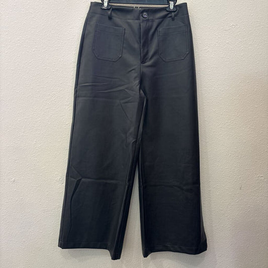 LOVELO,NWT FAUX LEATHER WIDELEG PANT ,BLK,L