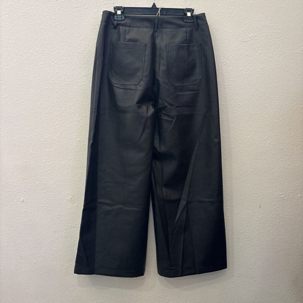 LOVELO,NWT FAUX LEATHER WIDELEG PANT ,BLK,L