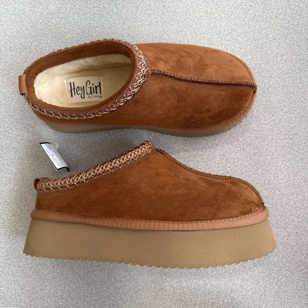 hey girl by corky,NEW PLATFORM SLIPPER ,TABACCO ,9