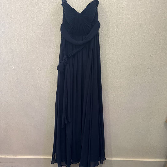 JENNY YOO COLLECTION,SHEER PLEATED FORMAL DRESS ,NAVY,4