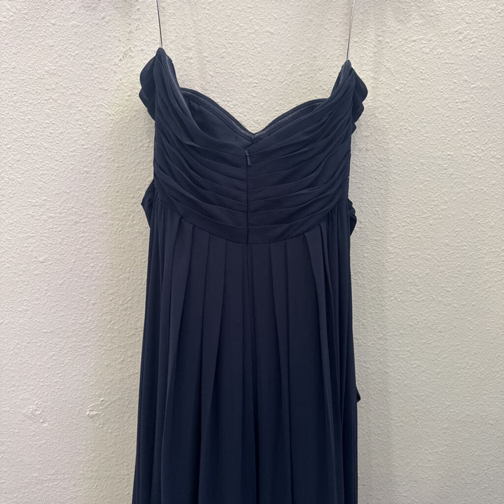 JENNY YOO COLLECTION,SHEER PLEATED FORMAL DRESS ,NAVY,4