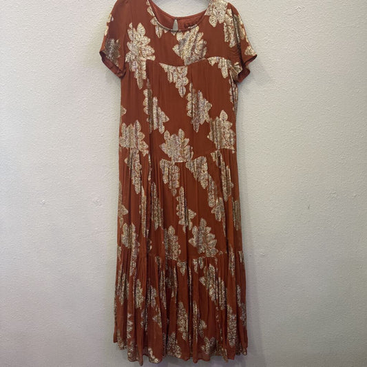 ANTHROPOLOGIE,NWT FLORAL TIERED DRESS ,RUST GOLD ,S