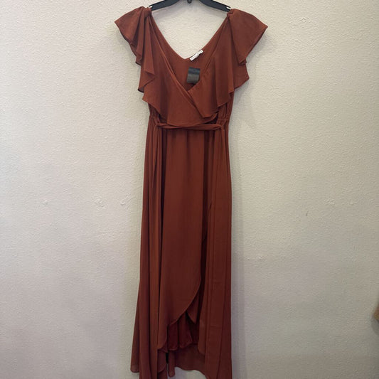 BALTIC BORN,SHEER RUFFLE DRESS ,RUST,L